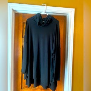 Black flowing tunic with cowl neck